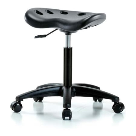 E Com Interion Polyurethane Tractor Stool - Black w/ Black Base PTMBSL-RG-NF-RC-BLK